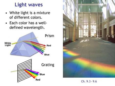 Light waves White light is a mixture of different colors.