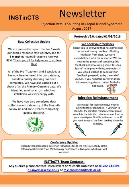 INSTinCTS Newsletter August 2017 Injection Reimbursement