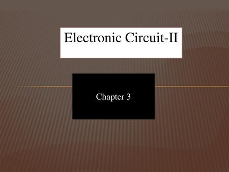 Electronic Circuit-II