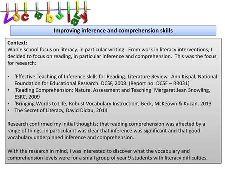 Improving inference and comprehension skills