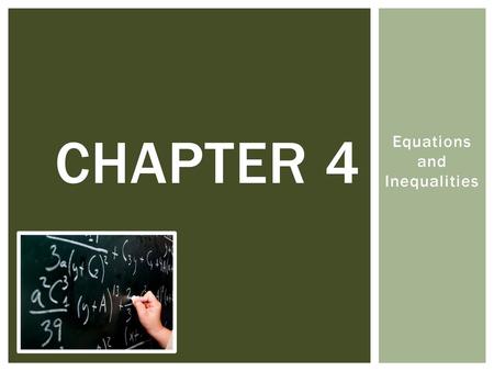 Equations and Inequalities