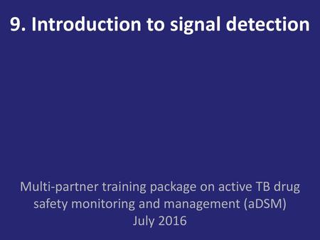 9. Introduction to signal detection