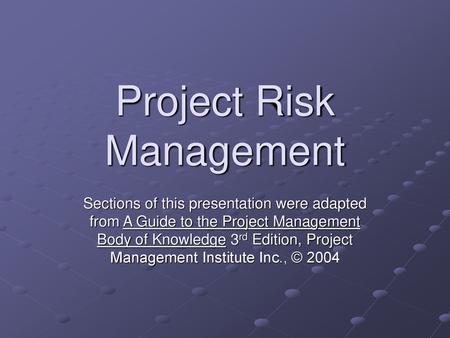 Project Risk Management