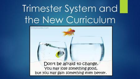 Trimester System and the New Curriculum