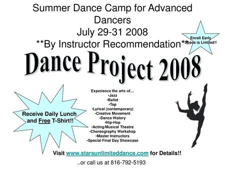 Summer Dance Camp for Advanced Dancers July