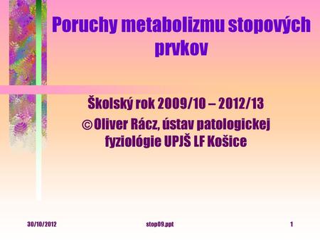 Poruchy metabolizmu stopových prvkov