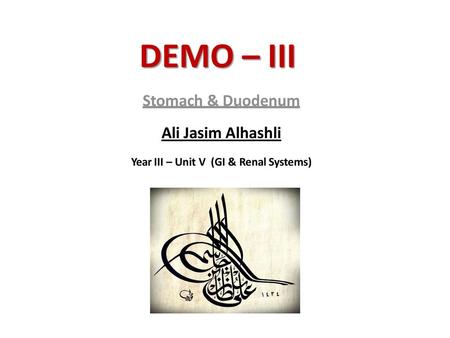 Year III – Unit V (GI & Renal Systems)