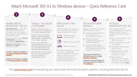 Attach Microsoft 365 A1 to Windows devices – Quick Reference Card