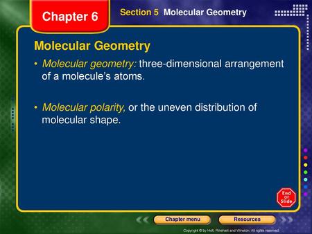 Chapter 6 Molecular Geometry