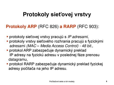 Protokoly sieťovej vrstvy