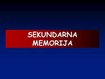 SEKUNDARNA MEMORIJA.