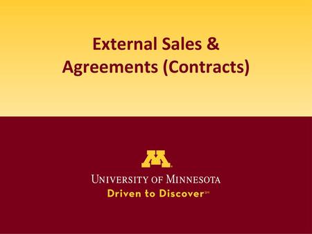 External Sales & Agreements (Contracts)