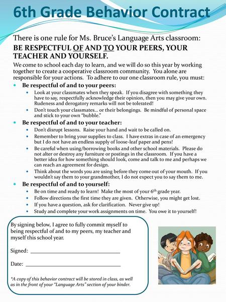 6th Grade Behavior Contract