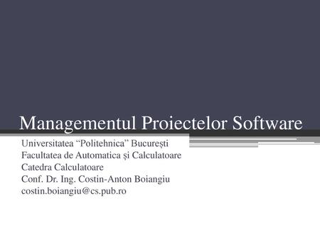 Managementul Proiectelor Software