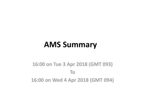 16:00 on Tue 3 Apr 2018 (GMT 093) To 16:00 on Wed 4 Apr 2018 (GMT 094)