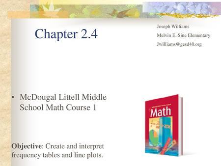 Chapter 2.4 McDougal Littell Middle School Math Course 1