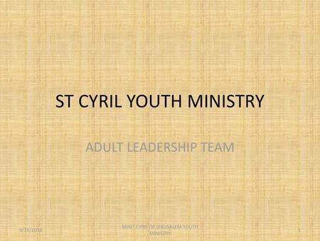 ST CYRIL YOUTH MINISTRY