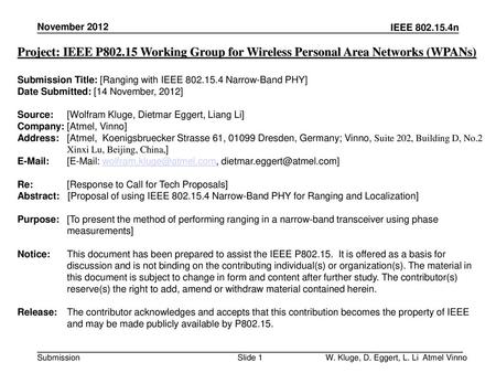 Submission Title: [Ranging with IEEE Narrow-Band PHY]