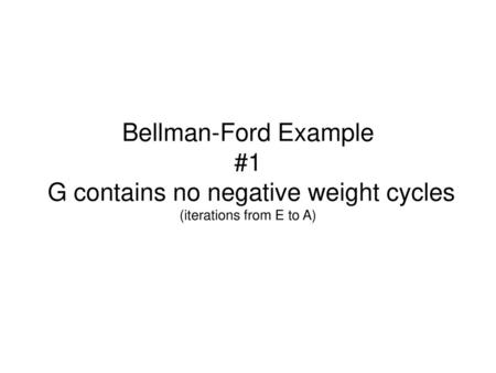 Π: nil d: 0 π: nil d: ∞ 2 A B -1 π: nil d: ∞ C D E 4 π: nil d: ∞ π: nil d: ∞