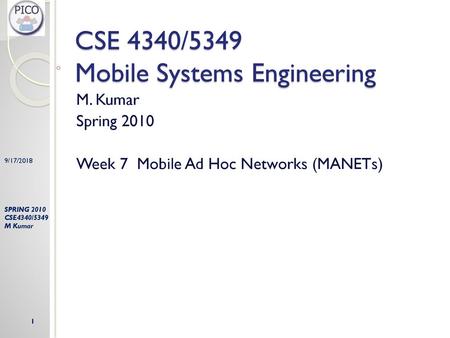 CSE 4340/5349 Mobile Systems Engineering