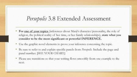 Persepolis 3.8 Extended Assessment