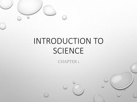 Introduction to Science