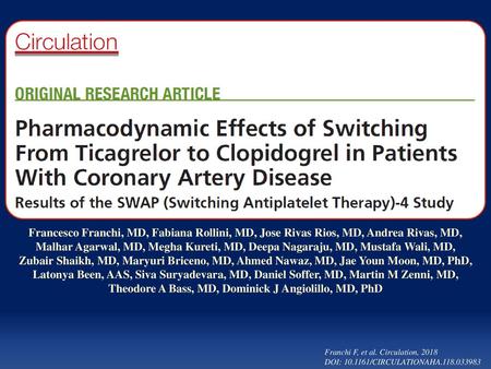 Francesco Franchi, MD, Fabiana Rollini, MD, Jose Rivas Rios, MD, Andrea Rivas, MD, Malhar Agarwal, MD, Megha Kureti, MD, Deepa Nagaraju, MD, Mustafa Wali,