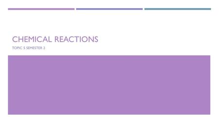 Chemical Reactions Topic 5 Semester 2.