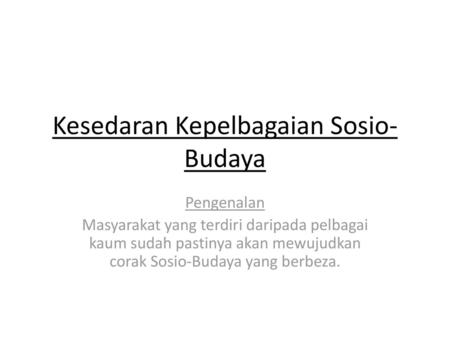 Kesedaran Kepelbagaian Sosio-Budaya