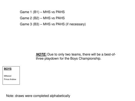 Game 3 (B3) – MHS vs PAHS (if necessary)