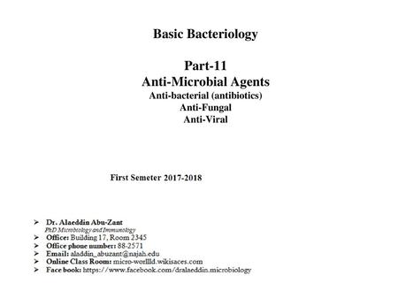 Anti-Microbial Agents Anti-bacterial (antibiotics)