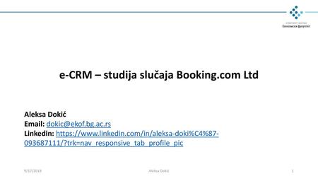 e-CRM – studija slučaja Booking.com Ltd