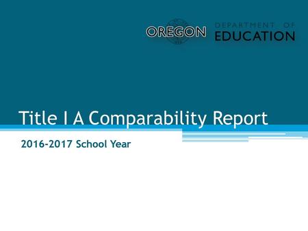 Title I A Comparability Report