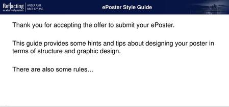 Thank you for accepting the offer to submit your ePoster.