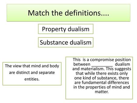 The view that mind and body are distinct and separate entities.