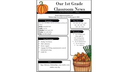 Our 1st Grade Classroom News