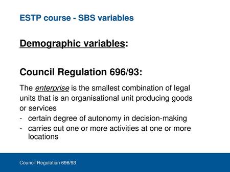 ESTP course - SBS variables