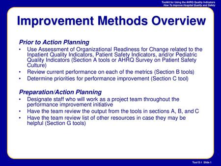 Improvement Methods Overview