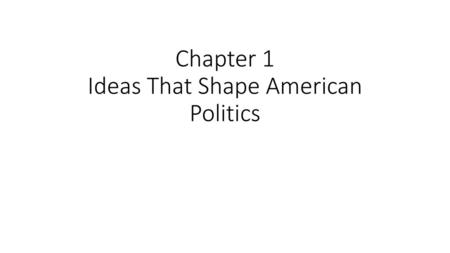 Chapter 1 Ideas That Shape American Politics