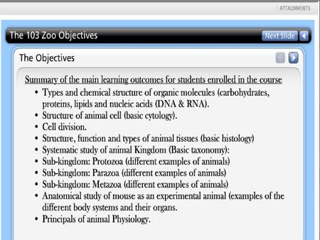 Course Course title: Principles of Zoology Credit hours: 3 ( 2+1)