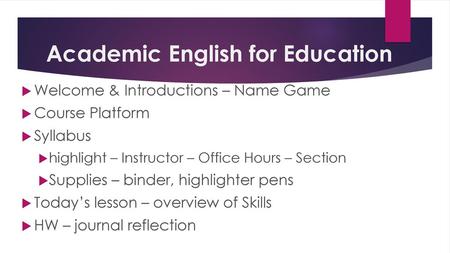 Academic English for Education