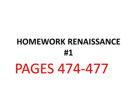 HOMEWORK RENAISSANCE #1