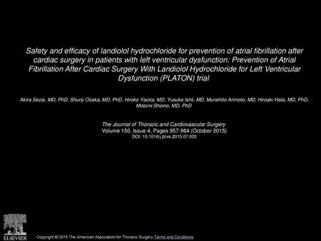 Safety and efficacy of landiolol hydrochloride for prevention of atrial fibrillation after cardiac surgery in patients with left ventricular dysfunction: