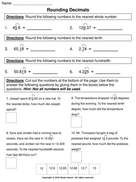 Rounding Decimals v v v ≈ ___________ ≈ ___________