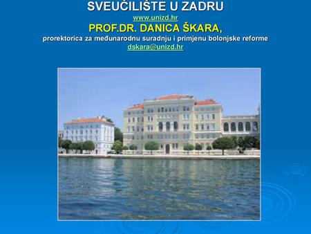 SVEUČILIŠTE U ZADRU www. unizd. hr PROF. DR