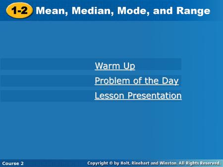 Mean, Median, Mode, and Range