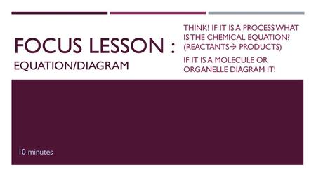 Focus Lesson : Equation/Diagram