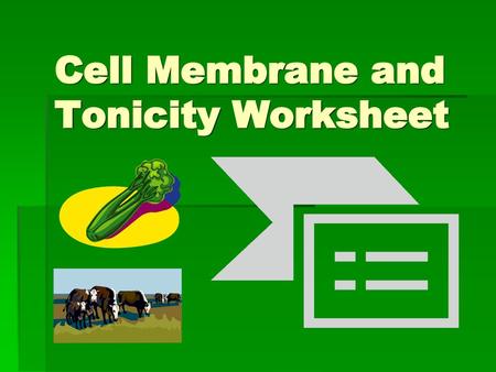 Cell Membrane and Tonicity Worksheet