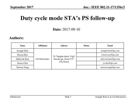 Duty cycle mode STA’s PS follow-up