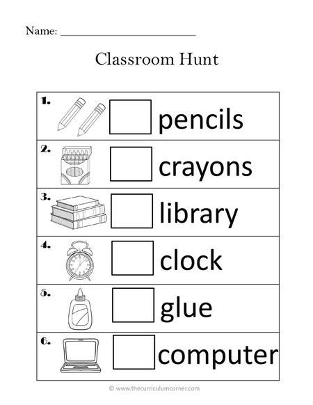 Name: ______________________ Classroom Hunt 1. 2. 3. 4. 5. 6. pencils